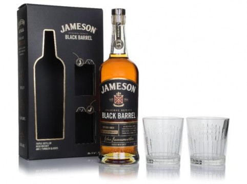 Jameson Black Barrel Gift Set with 2x Glasses Blended Whiskey