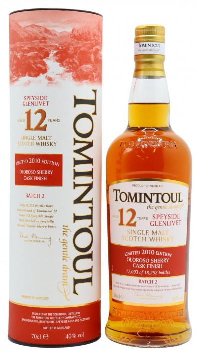 Tomintoul Oloroso Sherry Cask Batch #2 Speyside Single Malt 2010 12 year old