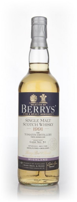 Tomatin 21 Year Old 1991 cask 51 Berry Bros & Rudd