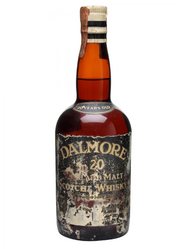 Dalmore 20 Year Old Bottled 1960s Brown Glass Black Label